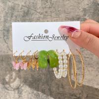 Cink Alloy Naušnice, s Plastična Pearl, 5 komada & modni nakit & različitih stilova za izbor & za žene, nikal, olovo i kadmij besplatno, Prodano By Set