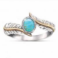 Zinc Alloy Finger Ring with turquoise Heart plated Unisex silver color Sold By PC