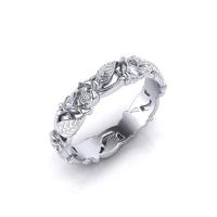 Zinc Alloy fingerring, Flower, forgyldt, forskellig størrelse for valg & for kvinde, sølv, Solgt af PC