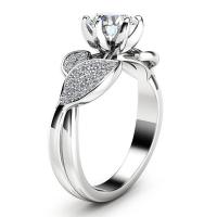 Zinc Alloy Finger Ring Flower plated & micro pave rhinestone & for woman original color Sold By PC
