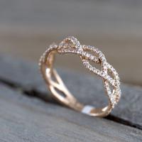Zink Alloy Finger Ring, plated, olika storlek för val & Micro Pave rhinestone & för kvinna, steg guldfärg, Säljs av PC