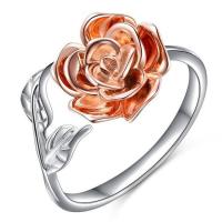 Zinc Alloy prst prsten, Zinek, Rose, á, Nastavitelný & pro ženy, růže zlatá barva, Prodáno By PC