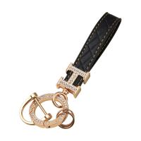 Tibetan Style Key Clasp, PU Leather, with Tibetan Style, Unisex & micro pave rhinestone, more colors for choice, Sold By G