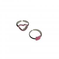 Модные кольца, цинковый сплав, Другое покрытие, разные стили для выбора & инкрустированное микро кубического циркония & Женский & эмаль, розовый, продается PC