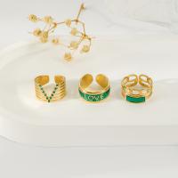 304 Edelstahl Ring Set, goldfarben plattiert, drei Stücke & einstellbar & für Frau & Emaille, Größe:6.5-8, verkauft von setzen