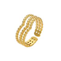 304 Stainless Steel Cuff Finger Ring, gold color plated, adjustable & for woman & hollow, US Ring Size:6.5, Sold By PC