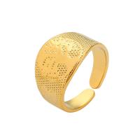 304 Edelstahl Manschette Fingerring, goldfarben plattiert, einstellbar & für Frau, Größe:5.5, verkauft von PC