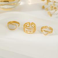 Aço inoxidável 304 anel Set, cromado de cor dourada, três peças & ajustável & para mulher & esmalte, vendido por Defina