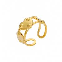 Нержавеющая сталь 304 Манжеты палец кольцо, Сердце, плакирован золотом, регулируемый & Женский & отверстие, размер:6.5, продается PC