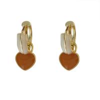 Messing Huggie Hoop Earring, gold plated, mode sieraden & voor vrouw & glazuur, nikkel, lood en cadmium vrij, 26x16mm, Verkocht door pair