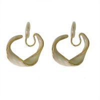 Messing Ohrring Clip, goldfarben plattiert, Modeschmuck & für Frau & Emaille, frei von Nickel, Blei & Kadmium, 25x20mm, verkauft von Paar