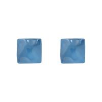 Messing Ohrring Clip, mit Harz, Quadrat, goldfarben plattiert, Modeschmuck & für Frau, blau, frei von Nickel, Blei & Kadmium, 16x16mm, verkauft von Paar