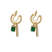 Brass Earring Clip, gold color plated, fashion jewelry & micro pave cubic zirconia & for woman, nickel, lead & cadmium free, 36x16mm, Sold By Pair