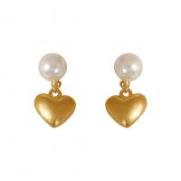 Messing Stud Earring, med Plastic Pearl, guldfarve belagt, mode smykker & for kvinde, nikkel, bly & cadmium fri, 17x8mm, Solgt af par