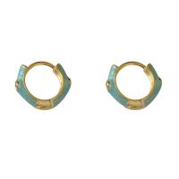 Messing Huggie Hoop Earring, gold plated, mode sieraden & micro pave zirconia & voor vrouw, meer kleuren voor de keuze, nikkel, lood en cadmium vrij, 13x15mm, Verkocht door pair