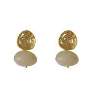 Brass Stud Earring with Crystal gold color plated fashion jewelry & for woman nickel lead & cadmium free Sold By Pair
