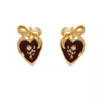 Brass Earring Clip, gold color plated, fashion jewelry & for woman & enamel, nickel, lead & cadmium free, 24x16mm, Sold By Pair