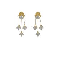 Brass Earring Clip, gold color plated, fashion jewelry & micro pave cubic zirconia & for woman, nickel, lead & cadmium free, 35x8mm, Sold By Pair