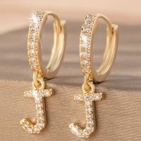 Cubic Zirconia Micro Pave Brass Earring, real gold plated, fashion jewelry & micro pave cubic zirconia & for woman, golden, nickel, lead & cadmium free, 23x5mm, Sold By Pair