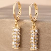 Cubic Zirconia Micro Pave Brass Earring fashion jewelry & micro pave cubic zirconia & for woman golden nickel lead & cadmium free Sold By Pair
