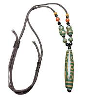 Agate Necklace, Tibetan Agate, with Green Calcedony & Nylon Cord, handmade, Natural & fashion jewelry, green, 60mm, Length:50-60 cm, Sold By PC
