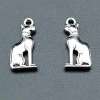 Zinc Alloy Animal Pendants Cat antique silver color plated vintage & DIY nickel lead & cadmium free Approx Sold By Bag