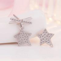 Cubic Zirconia Micro Pave Brass Earring Star fashion jewelry & micro pave cubic zirconia & for woman nickel lead & cadmium free  Sold By Pair