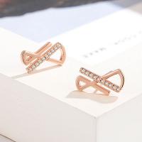 Cubic Zirconia Micro Pave Brass Earring Number 8 rose gold color plated fashion jewelry & micro pave cubic zirconia & for woman nickel lead & cadmium free Sold By Pair