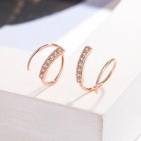 Cubic Zirconia Micro Pave Brass Earring, rose gold color plated, fashion jewelry & micro pave cubic zirconia & for woman, nickel, lead & cadmium free, 10x7mm, Sold By Pair