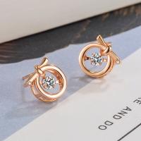 Cubic Zirconia Micro Pave Brass Earring, rose gold color plated, fashion jewelry & micro pave cubic zirconia & for woman, nickel, lead & cadmium free, 10x10mm, Sold By Pair