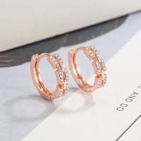 Cubic Zirconia Micro Pave Brass Earring, rose gold color plated, fashion jewelry & micro pave cubic zirconia & for woman, nickel, lead & cadmium free, 3.5x14mm, Sold By Pair