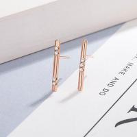 Cubic Zirconia Micro Pave Brass Earring, rose gold color plated, fashion jewelry & micro pave cubic zirconia & for woman, nickel, lead & cadmium free, 2x18.5mm, Sold By Pair
