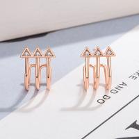 Cubic Zirconia Micro Pave Brass Earring, arrowhead, rose gold color plated, fashion jewelry & micro pave cubic zirconia & for woman, nickel, lead & cadmium free, 7x12mm, Sold By Pair