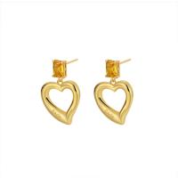 Cubic Zirconia Micro Pave Brass Earring, Heart, plated, fashion jewelry & micro pave cubic zirconia & for woman, more colors for choice, nickel, lead & cadmium free, 19x28mm, Sold By Pair