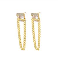 Cubic Zirconia Micro Pave Brass Earring, plated, fashion jewelry & micro pave cubic zirconia & for woman, more colors for choice, nickel, lead & cadmium free, 10x30mm, Sold By Pair
