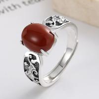 925 Sterling Silver Finger Rings with Yunnan Red Agate Antique finish fashion jewelry & for woman nickel lead & cadmium free 10mm Sold By PC