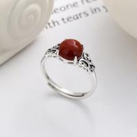 925 Sterling Silver Finger Rings, with Yunnan Red Agate, Antique finish, fashion jewelry & for woman, nickel, lead & cadmium free, 9mm, Sold By PC
