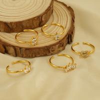 Zirkonia Edelstahl-Finger- Ring, 304 Edelstahl, 18K vergoldet, verschiedene Stile für Wahl & Micro pave Zirkonia & für Frau, goldfarben, verkauft von PC