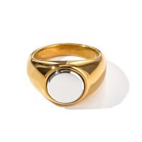 Stainless Steel Finger Ring, 304 Stainless Steel, with White Shell, 18K gold plated, fashion jewelry & different size for choice & for woman, golden, Sold By PC