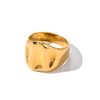 Anel de dedo de aço inoxidável, Aço inoxidável 304, 18K banhado a ouro, joias de moda & tamanho diferente para a escolha & para mulher, dourado, vendido por PC