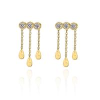 Fashion Fringe Earrings 304 Stainless Steel 18K gold plated fashion jewelry & for woman & with rhinestone golden 12mm Sold By Pair
