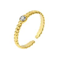 Zirkonia Edelstahl-Finger- Ring, 304 Edelstahl, 18K vergoldet, Modeschmuck & Micro pave Zirkonia & für Frau, goldfarben, 4mm, verkauft von PC