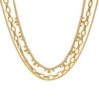 Edelstahl Schmuck Halskette, 304 Edelstahl, 18 K vergoldet, Modeschmuck & verschiedene Stile für Wahl & für Frau, goldfarben, verkauft von Strang