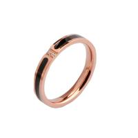 Anelli Coppia Finger, Titantium acciaio, unisex & formato differente per scelta & con strass, color oro rosato, 3x2mm, Venduto da PC