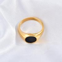 Titanium Steel Finger Ring, 18K gold plated, Unisex & different size for choice & enamel, golden, Sold By PC