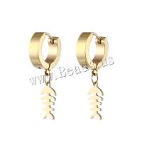 Titanium Steel  Earring, Fish Bone, Vacuum Ion Plating, Unisex & different styles for choice, more colors for choice, 9x30mm, Sold By PC