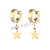 Titanium Steel  Earring, Star, Vacuum Ion Plating, Unisex & different styles for choice, more colors for choice, 9x28mm, Sold By PC