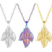 Stainless Steel Jewelry Necklace 304 Stainless Steel Leaf Vacuum Ion Plating fashion jewelry & for woman Length Approx 50 cm Sold By PC