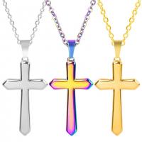 Stainless Steel Jewelry Necklace, 304 Stainless Steel, Cross, Vacuum Ion Plating, fashion jewelry & different styles for choice & for woman, more colors for choice, 24x44mm, Length:Approx 50 cm, Sold By PC