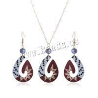 Acrylic Jewelry Set, earring & necklace, with 5CM extender chain, printing, fashion jewelry & for woman, mixed colors, 27x65mm, Length:Approx 63 cm, Sold By Set